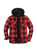 Men's Sherpa Lined Full Zip Up Plaid Flannel Hooded Jacket