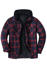 Men's Matching Family Red Buffalo Plaid Hooded Flannel Shacket