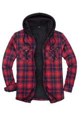 Men's Matching Family Red Buffalo Hooded Flannel Jacket