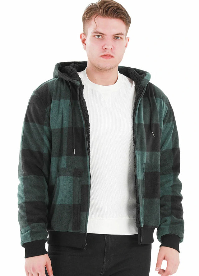 Men's Matching Family Thick Green Plaid Hoodie