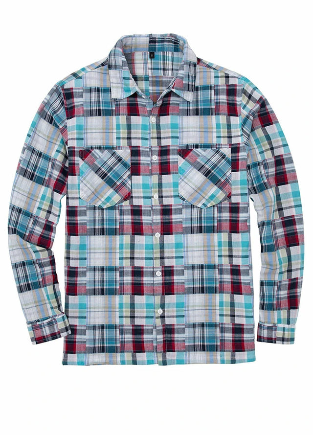 Front view of men's breathable cotton patchwork Shirt