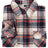 A high view of red blue plaid men's stalwart heavyweight flannel plaid shirt