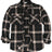 Front view of dark chocolate men's stalwart heavyweight flannel plaid shirt