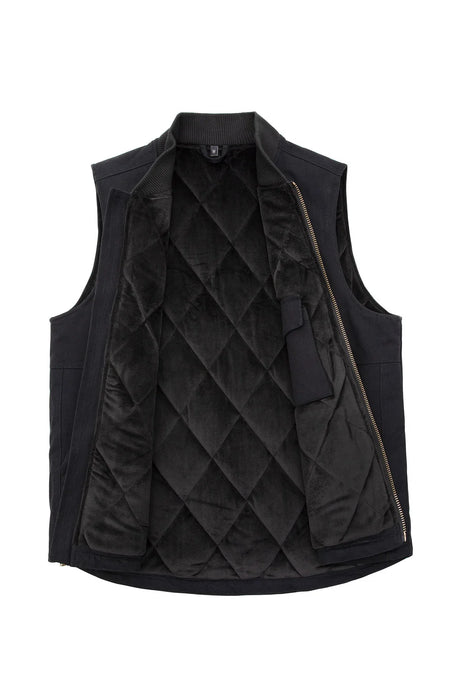 Detail of men's arctic quilted lined canvas work vest with quilted lining