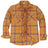 Front view of sunset plaid men's stalwart heavyweight flannel plaid shirt