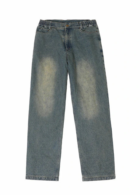 Front view of men's straight leg flannel lined jeans