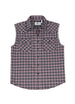 Front view of men's crimson storm flannel cotton plaid vest