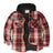 Front view of kids red hooded flannel shirt jacket