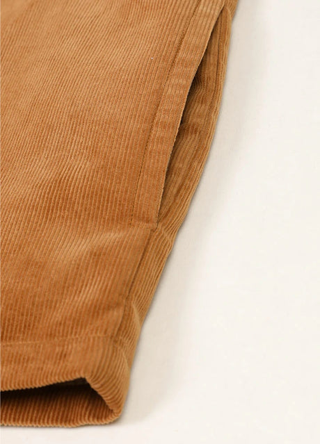 Detail of men's corduroy shirt jacket with hand pocket