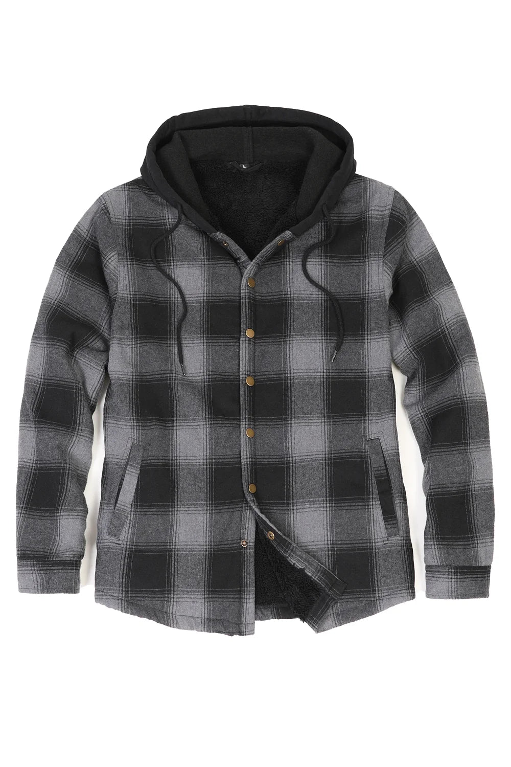 Men's Fleece-Lined Flannel Shirt, Hooded Snap Front, Slightly Fitted