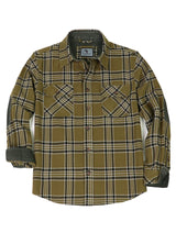 Front view of hunter green men's rugged ridge flannel shirt 