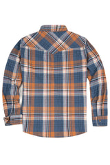 Back view of fall men's warm long sleeve western flannel shirt 