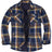 Front view of electric navy men's soft snap button flannel checked jacket 