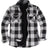 Front view of buffalo grey men's soft snap button flannel checked jacket