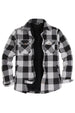 Front view of buffalo grey men's soft snap button flannel checked jacket