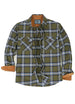 Front view of army green men's timberline midweight flannel shirt 