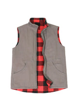 Front view of grey men's reversible vest 