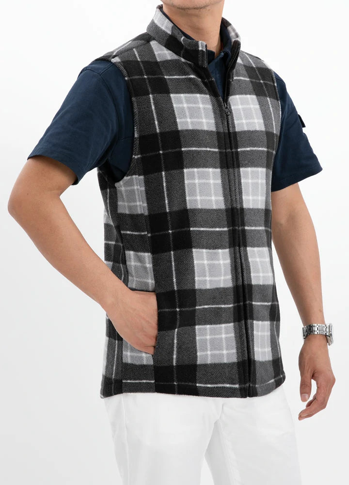 Men's Plaid Fleece Vest, 4 Utility Pockets – FlannelGo