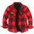 Front view of red men's warm flannel cotton shirt jacket