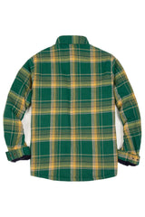 Back view of sunny meadows men's soft snap front cotton flannel shirt jacket