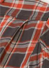 Close-up of pleats of misty dawn men's workwear cotton shirt