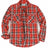 Front view of watermelon red men's free swingin' flannel shirt