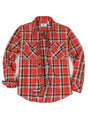 Front view of watermelon red men's free swingin' flannel shirt