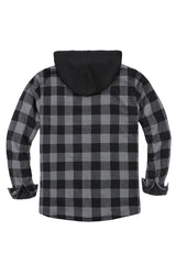 Men's Sherpa Lined Flannel Shirt Jacket with Hood,Plaid Shirt-Jac