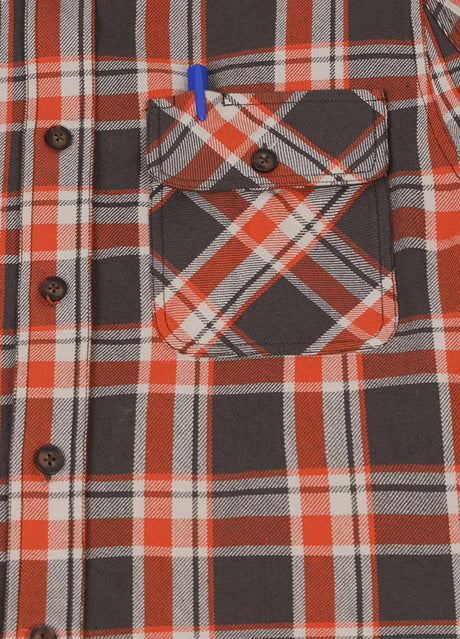 Close-up of the pocket of misty dawn men's cotton flannel shirt