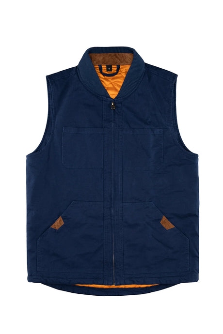 Front view of navy men's soft washed outdoor vest