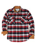 Front view of indigo red men's warm timberline midweight flannel shirt 