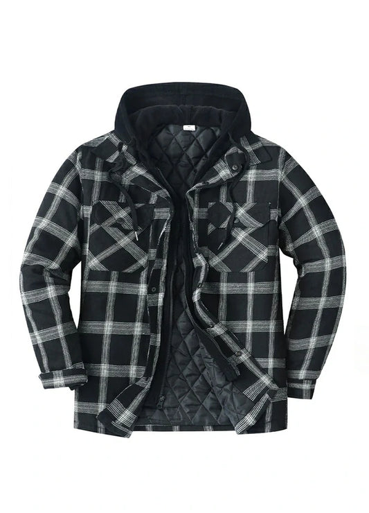 Men's Fleece Plaid Shirt Jacket with Removable Hood – FlannelGo