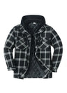 Men's Thicken Plaid Hooded Flannel Shirt Jacket with Quilted Lined