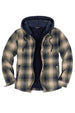  Front view of tea green men's hooded flannel jacket