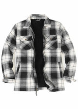 Men's Warm Sherpa Fleece Lined Full Zip Up Plaid Flannel Shirt Jacket