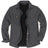 Front view of dark grey men's soft snap button flannel checked jacket