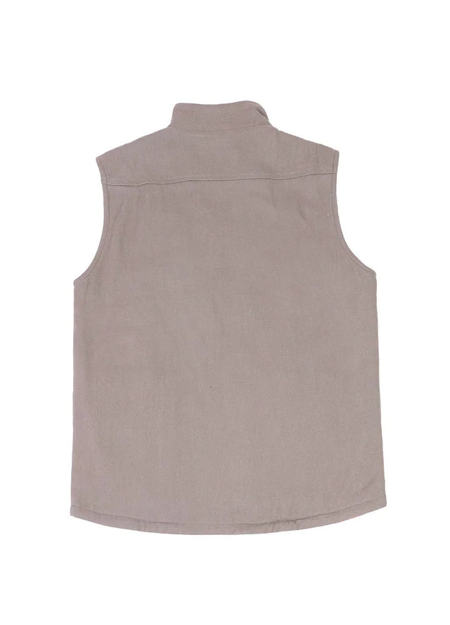 Back view of grey men's reversible vest 