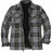 Front view of ashen gold men's fleece lined flannel plaid shirt jacket