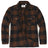 Front view of mocha men's zip up plaid jacket