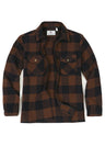 Front view of mocha men's zip up plaid jacket