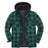 Front view of green buffalo plaid men's warm thicken plaid hooded flannel shirt jacket