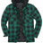 Front view of green buffalo plaid men's warm thicken plaid hooded flannel shirt jacket