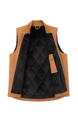 Detail of the interior lining on men's arctic quilted lined canvas work vest