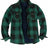 Front view of green men's soft snap button flannel checked jacket