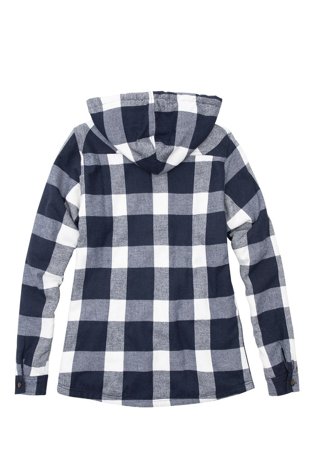 Women's Sherpa-Lined Flannel Hoodie, Full Zip Up