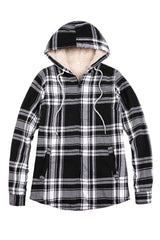 Women's Sherpa-Lined Flannel Hoodie, Full Zip Up