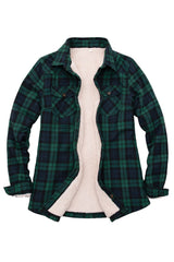Women's Matching Family Green Plaid Flannel Shirt Jacket