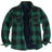 Front view of green men's soft snap button flannel checked jacket