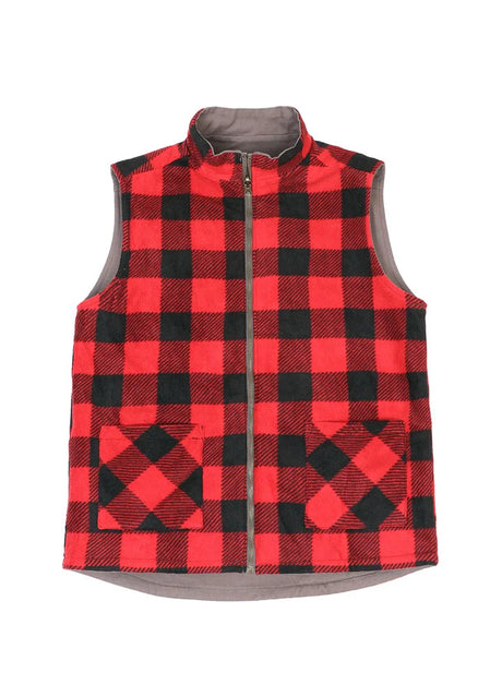 Front view of the lining of grey men's reversible vest 