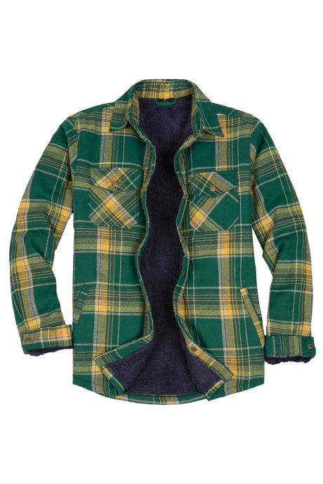 Men's Matching Family Snap Front Green Plaid Shacket